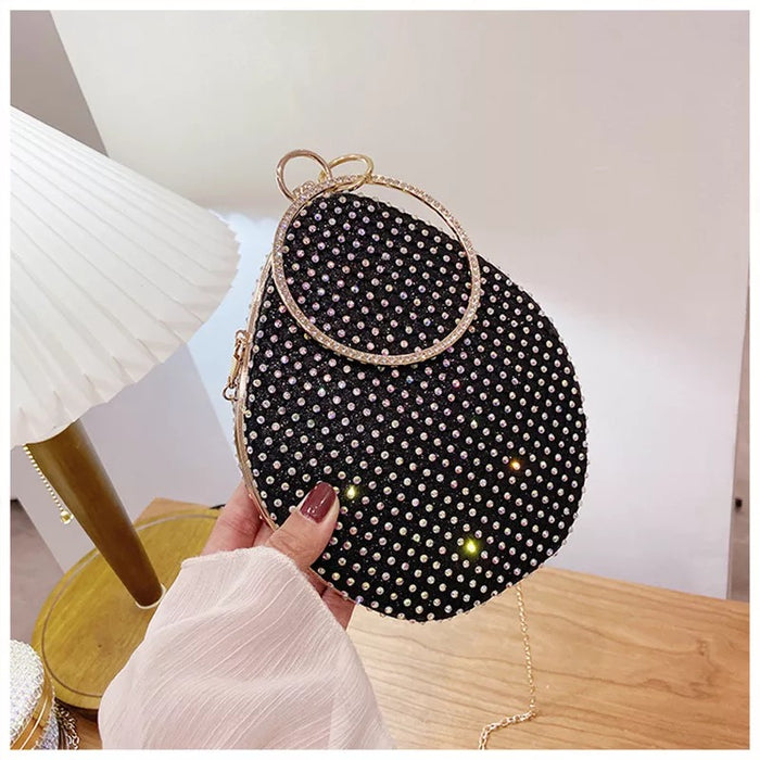 Oval Crystal Evening Bag- Black