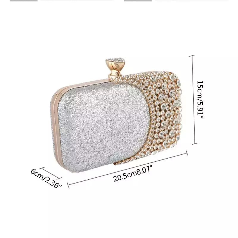 Crystal diamond clutch- Silver