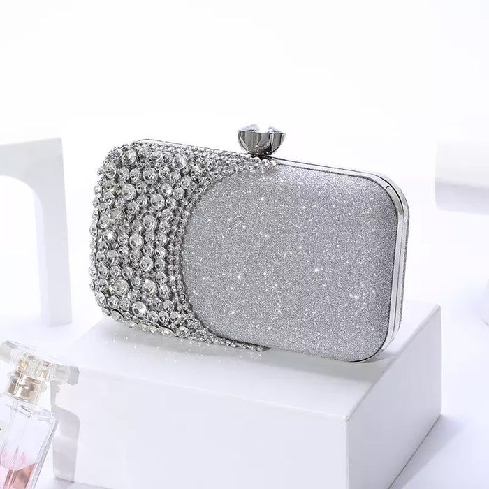 Crystal diamond clutch- Silver