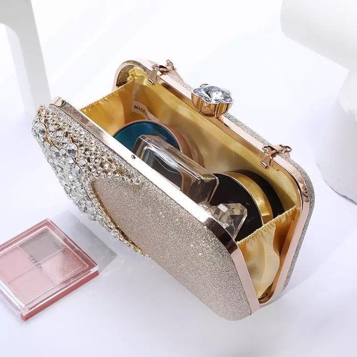 Crystal diamond clutch- Golden
