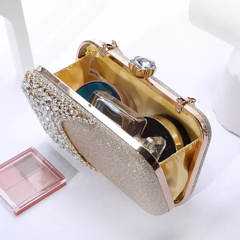 Crystal diamond clutch- Golden