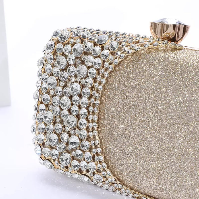 Crystal diamond clutch- Golden