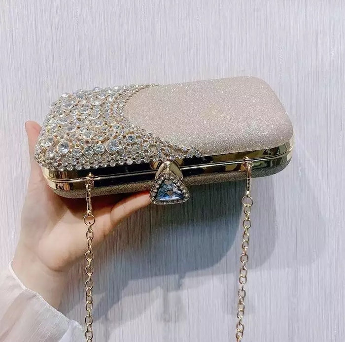 Crystal diamond clutch- Golden