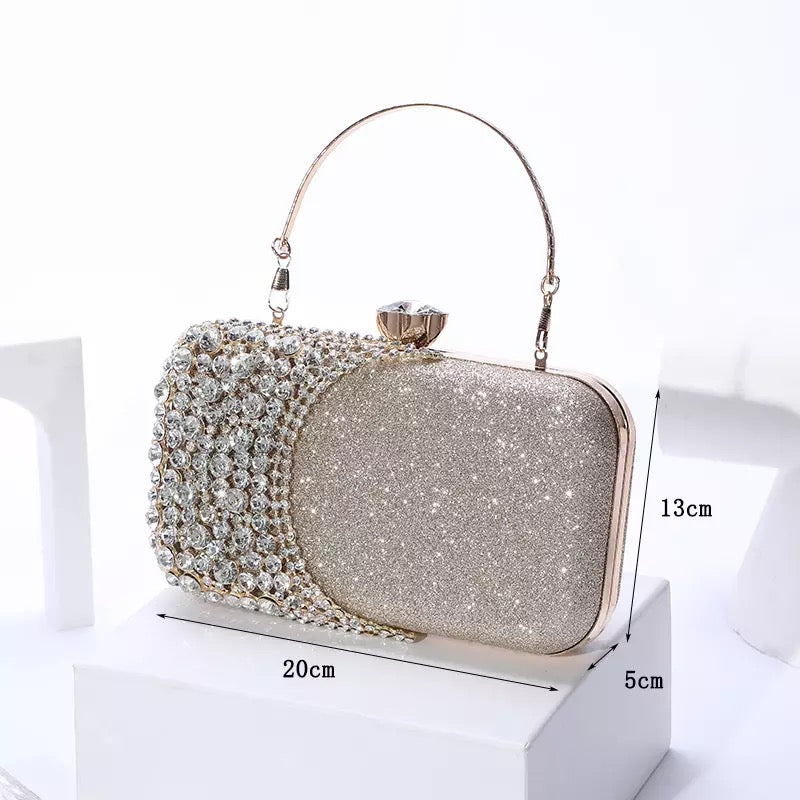 Crystal diamond clutch- Golden