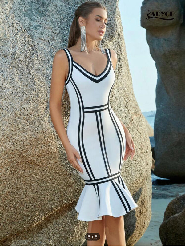 Chantal Black and White Bandage Dress