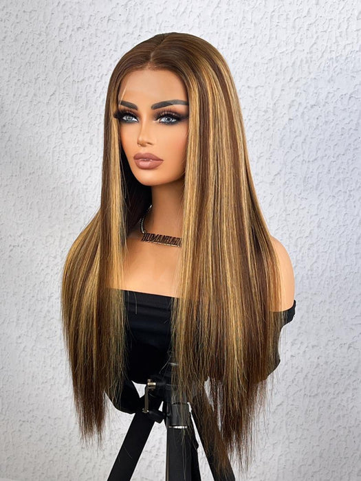 Highlight lace frontal human hair wig 13x4 180 Density Straight