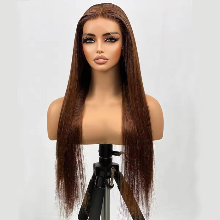 Brown Straight human hair 13x4 Frontal Lace 180% Density