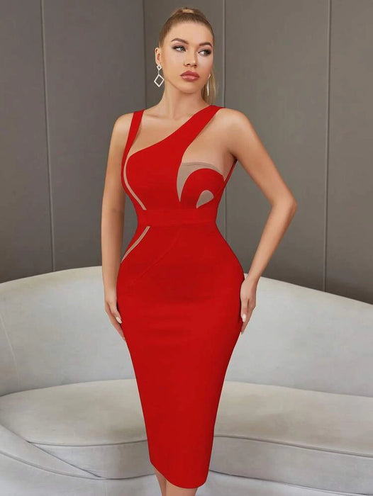 Sexy Back Bandage Dress  Red