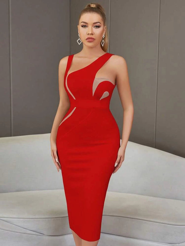 Sexy Back Bandage Dress  Red