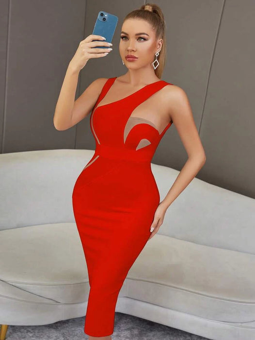 Sexy Back Bandage Dress  Red