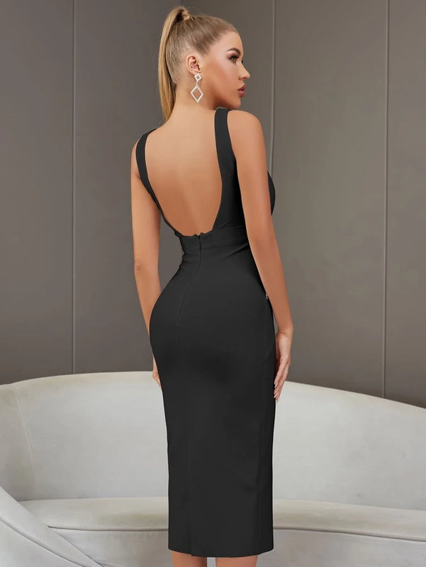 Sexy Back Bandage Dress  Black