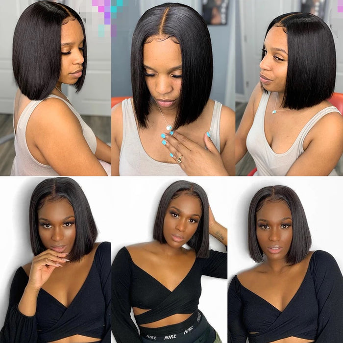 Straight Bob front lace wig human hair 150% Density