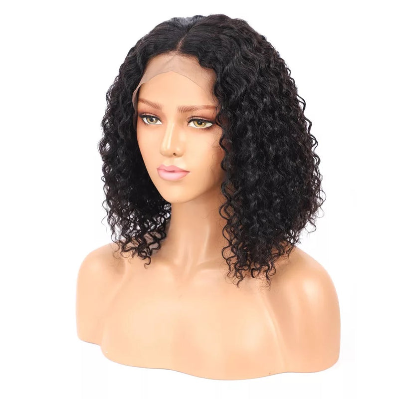 Curly Short Bob front lace wig human hair 200% density