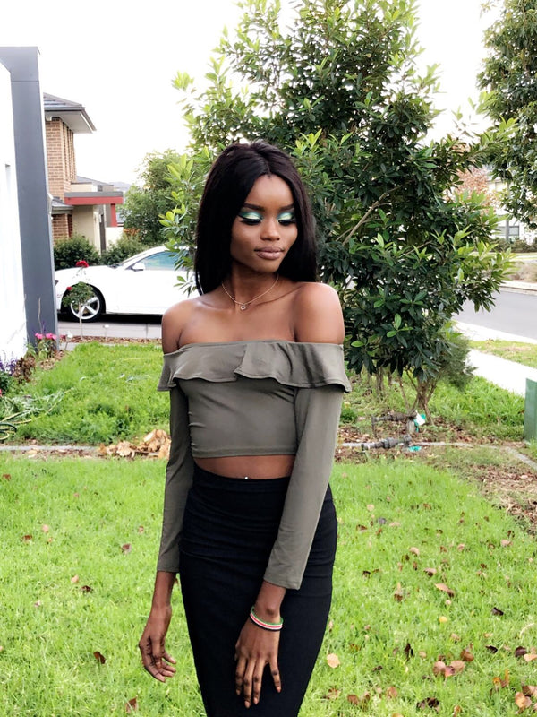 Mimi Crop Top-Khaki