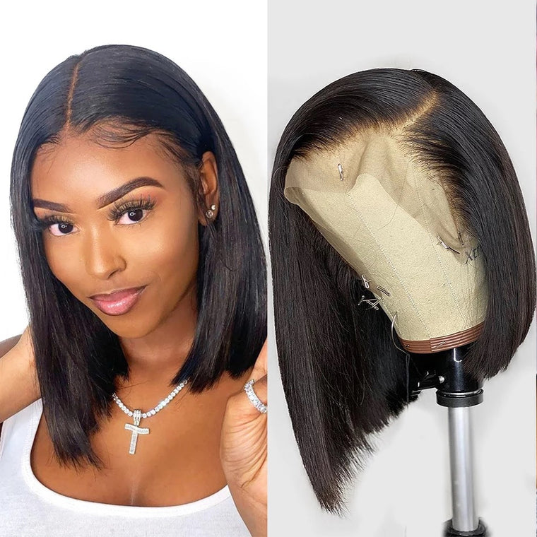 Straight Bob front lace wig human hair 150% Density