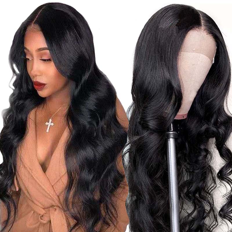 Closure Lace Front Human Hair Body Wave Wig 4x4