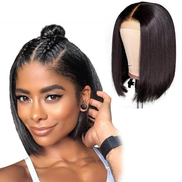 Straight Bob front lace wig human hair 150% Density