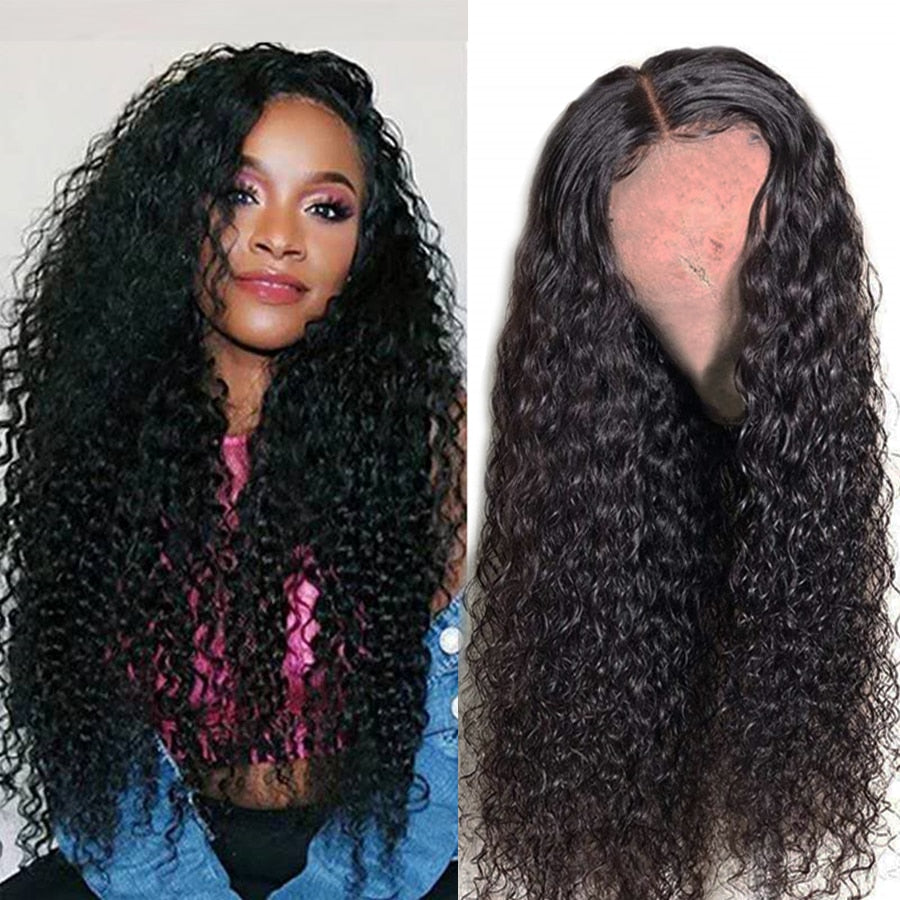 Lace Front Human Hair Wigs Kinky Curly 150% Density