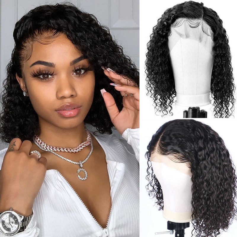 Curly Lace Front Human Hair Wigs Deep Water Wave