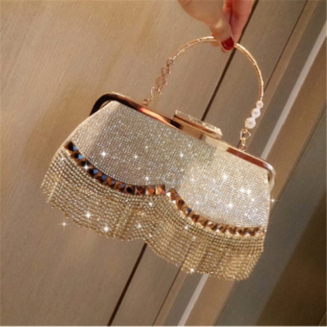 Rhinestone Banquet Gold Evening Bag