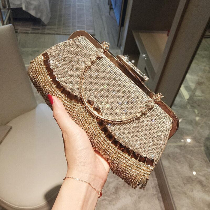 Rhinestone Banquet Gold Evening Bag
