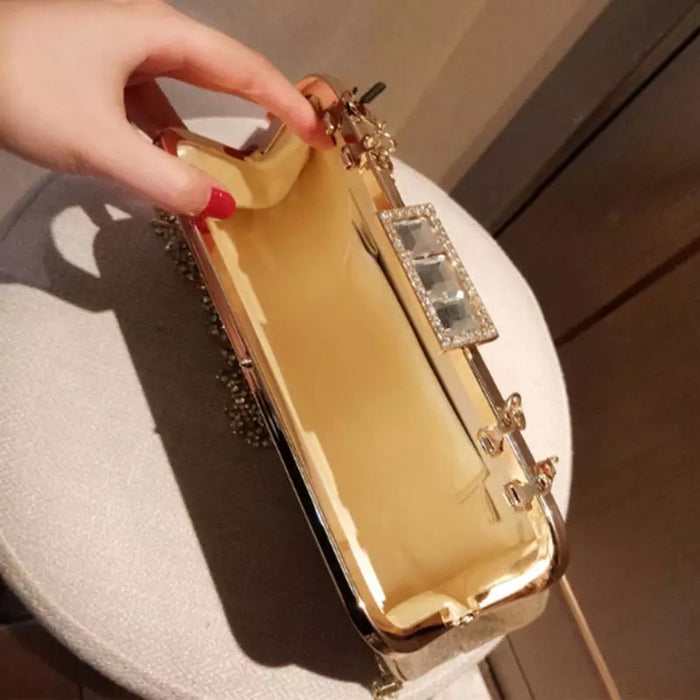 Rhinestone Banquet Gold Evening Bag