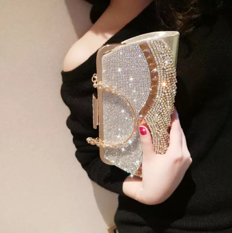 Rhinestone Banquet Gold Evening Bag