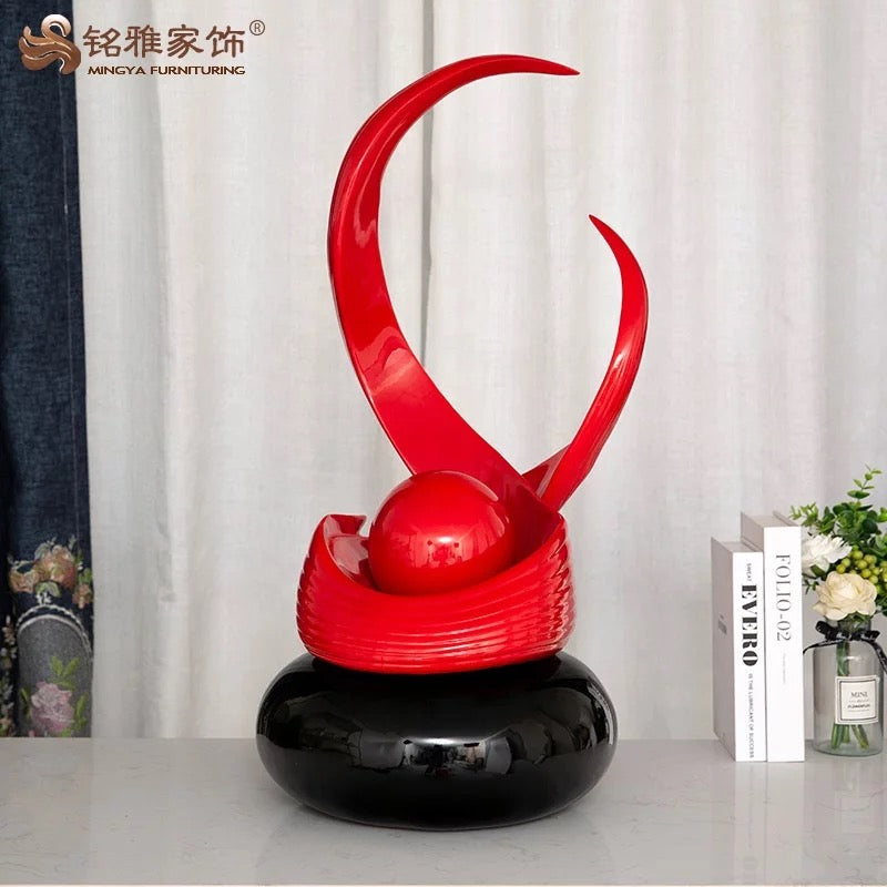 Modern Abstract Red resin Sculpture