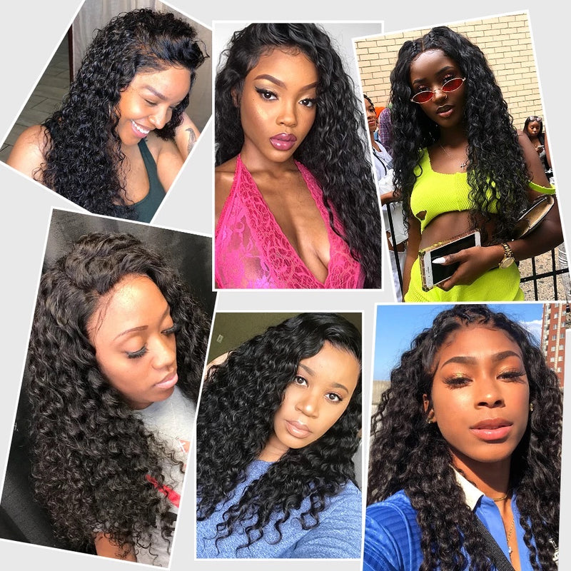 Lace Front Human Hair Wigs Kinky Curly 150% Density