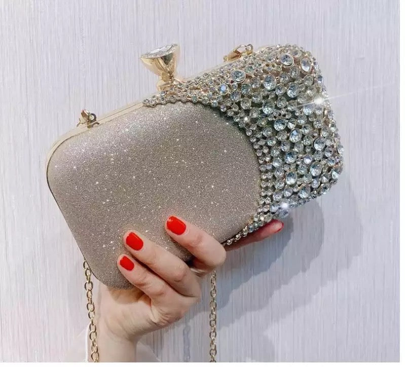 Crystal diamond clutch- Golden
