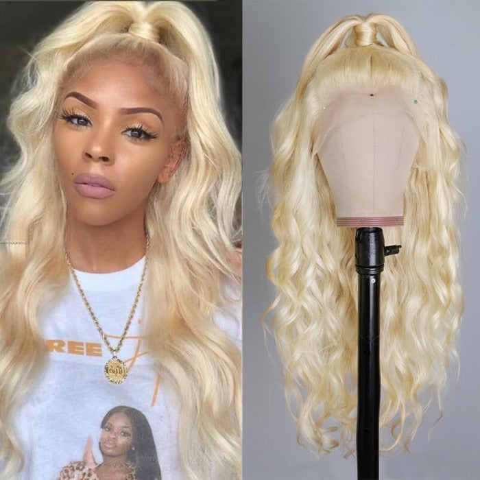 613 blonde body wave 13x1 lace human hair wig