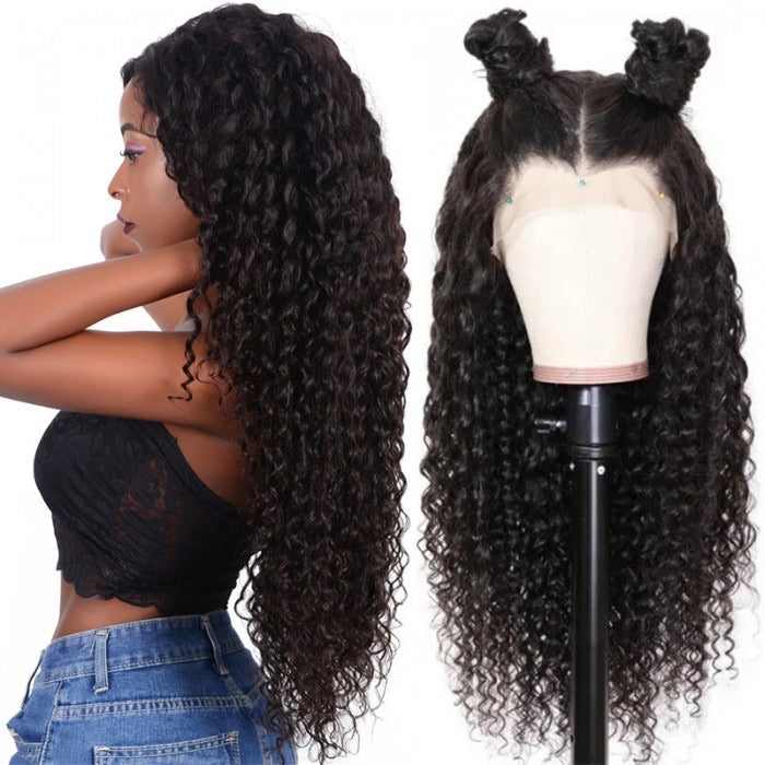 Lace Front Human Hair Wigs Kinky Curly 150% Density