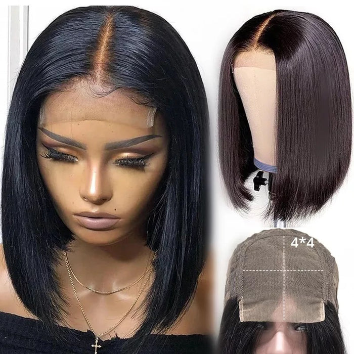 Bob 4x4 Closure human hair wig 150% Density