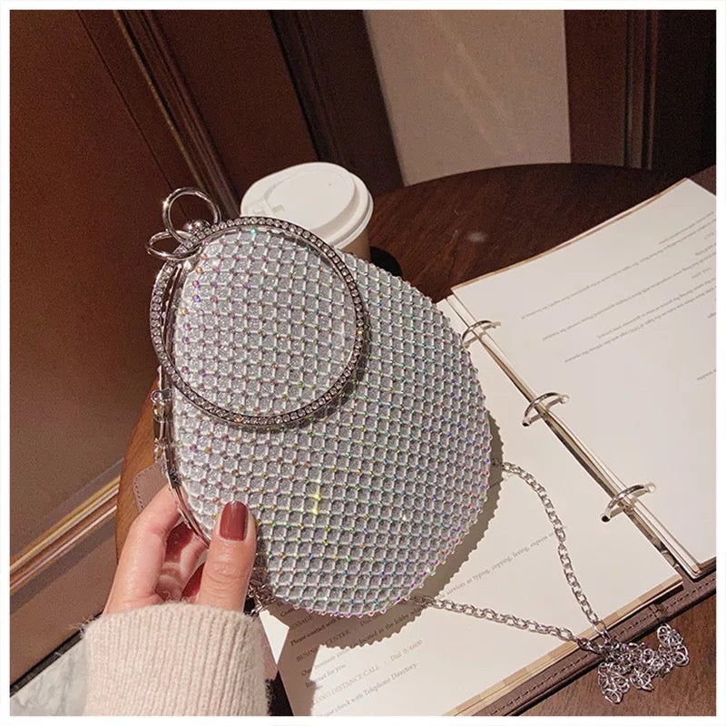 Oval Crystal Evening Bag- Silver