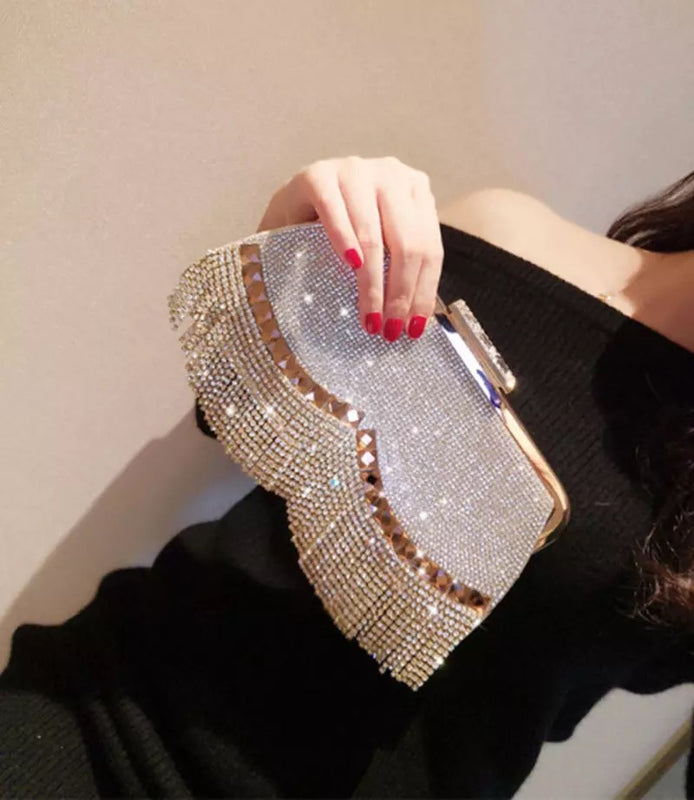 Rhinestone Banquet Gold Evening Bag