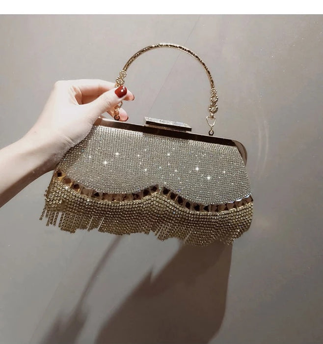 Rhinestone Banquet Gold Evening Bag