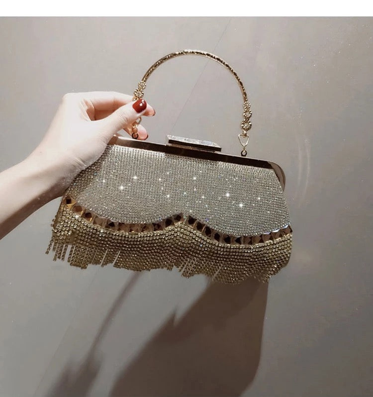 Rhinestone Banquet Gold Evening Bag