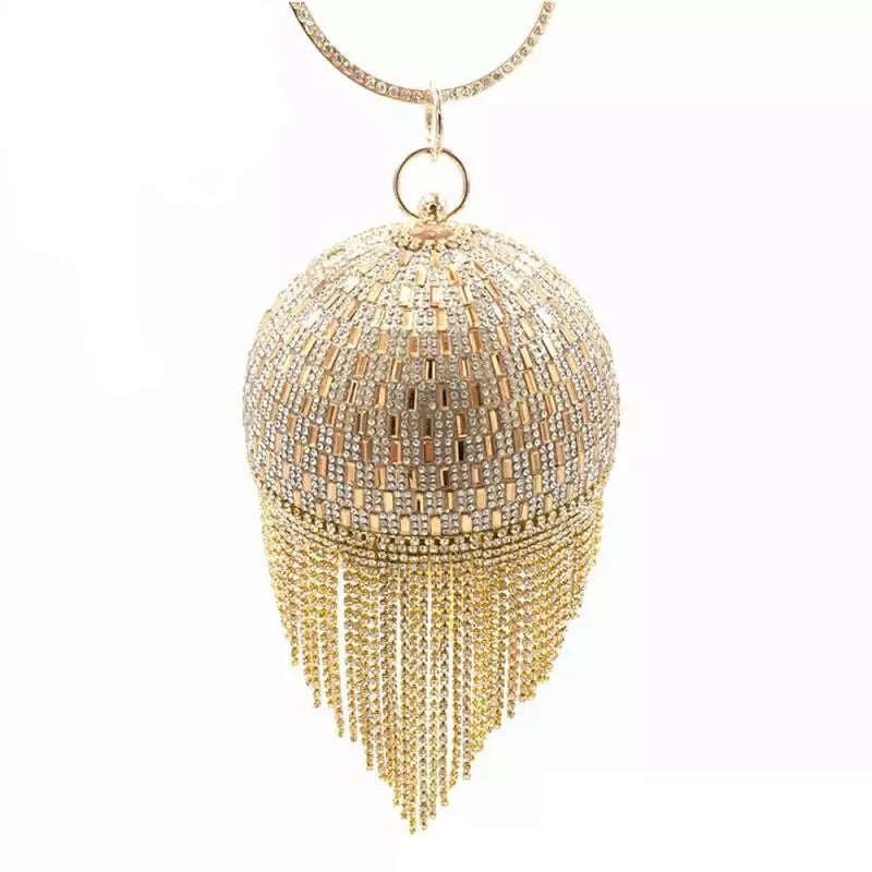 Golden Diamond Tassel Round Ball- Golden