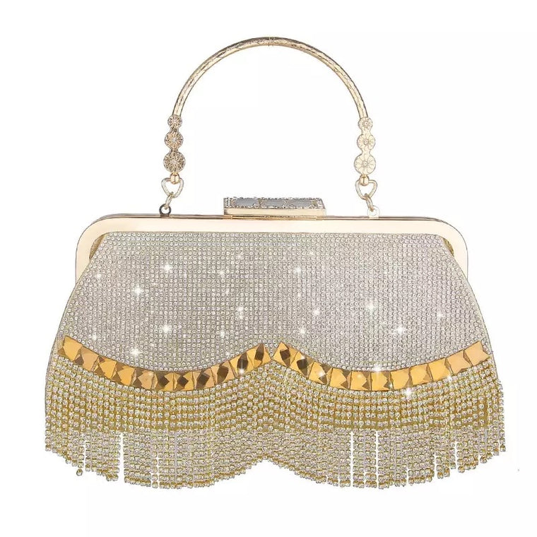 Rhinestone Banquet Gold Evening Bag