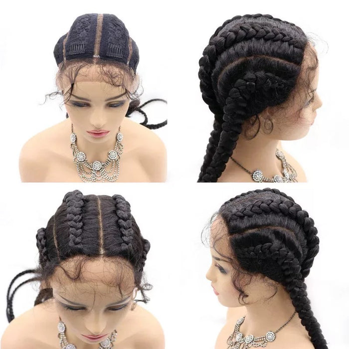 4 Braid Down Wig- Black