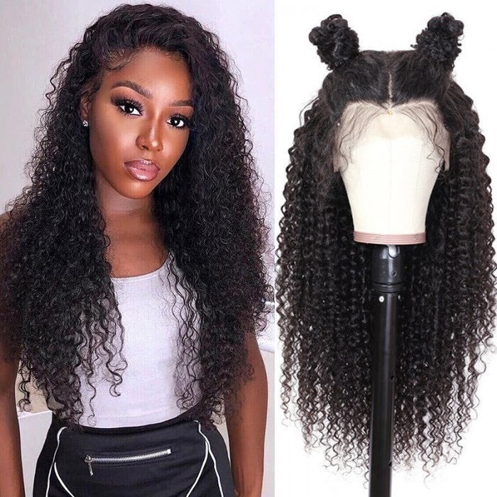 Deep Wave curly Human Hair wig 13x4 180 Density