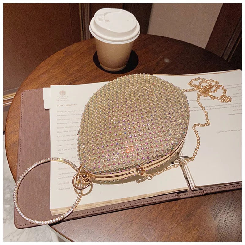 Oval Crystal Evening Bag- Gold