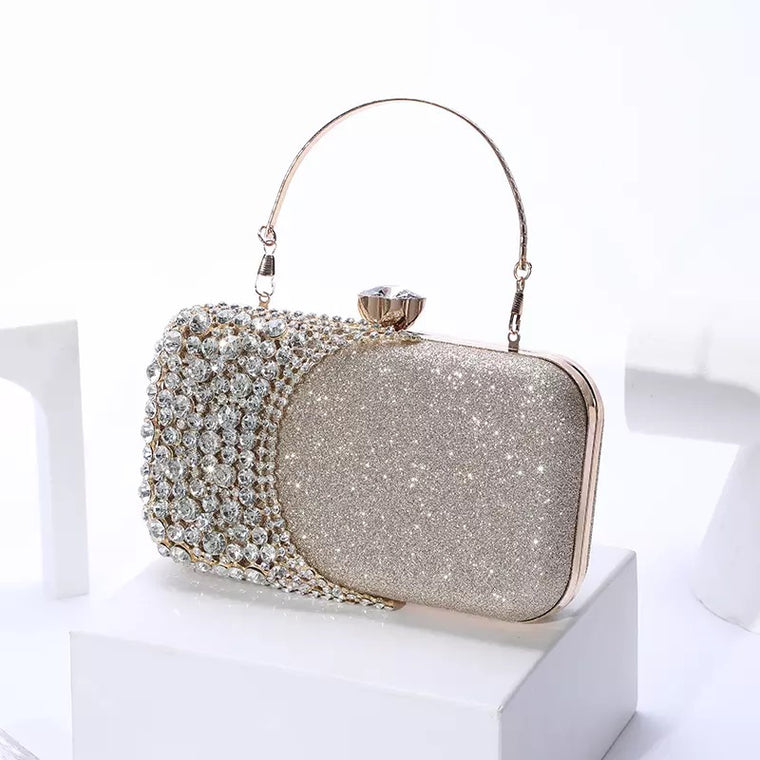 Crystal diamond clutch- Golden